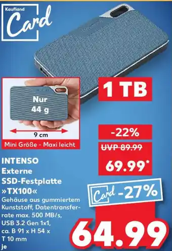 Kaufland INTENSO Externe SSD-Festplatte TX100 Angebot