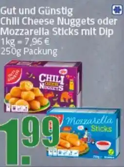 Ihr Frischmarkt Gut und Günstig Chili Cheese Nuggets oder Mozzarella Sticks mit Dip Angebot