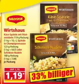 Norma Maggi Käse-Spätzle mit Röst- zwiebeln Spätzle in Champignonsauce oder Schinken-Nudeln Angebot