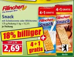 Norma Filinchen Snack mit Schokocreme oder Milchcreme Angebot