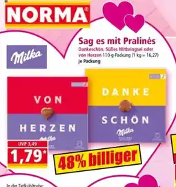 Norma Milka Sag es mit Pralinés Dankeschön, Süßes Mitbringsel oder von Herzen Angebot