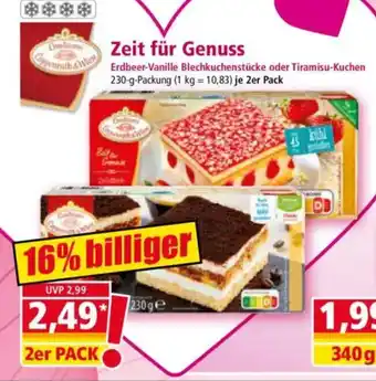 Norma Zeit für Genuss Erdbeer-Vanille Blechkuchenstücke oder Tiramisu-Kuchen Angebot