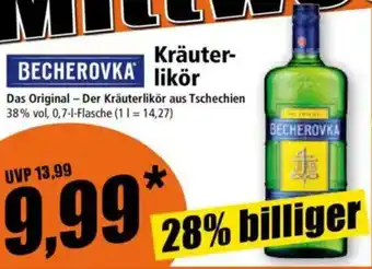 Norma BECHEROVKA Kräuter- likör Das Original - Der Kräuterlikör aus Tschechien Angebot