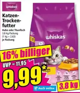 Norma whiskas Katzen- Trocken- futter Huhn oder Thunfisch Angebot