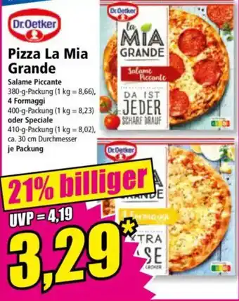 Norma Dr.Oetker Pizza La Mia Grande Salame Piccante oder Speciale Angebot