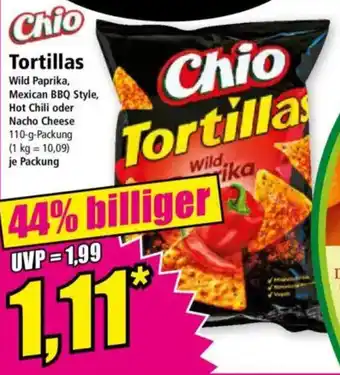 Norma Chio Tortillas Wild Wild Paprika, Mexican BBQ Style Hot Chili oder Nacho Cheese  , Angebot