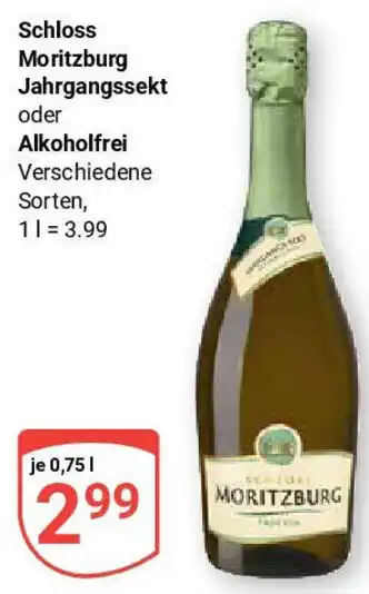 Globus Schloss Moritzburg Jahrgangssekt oder Alkoholfrei Angebot