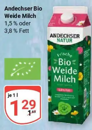 Globus Andechser Bio Weide Milch Angebot