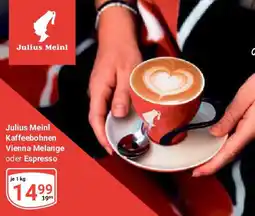 Globus Julius Meinl Kaffeebohnen Vienna Melange oder Espresso Angebot