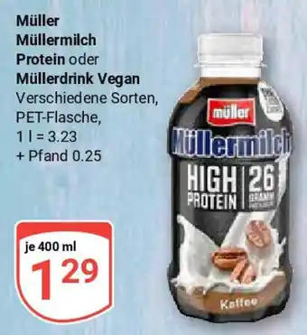 Globus Müller Müllermilch Protein oder Müllerdrink Vegan Angebot