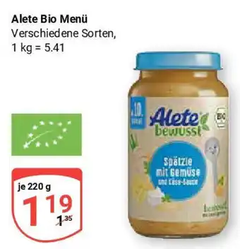 Globus Alete Bio Menü Angebot