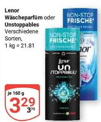 Globus Lenor Wäscheparfüm oder Unstoppables Angebot