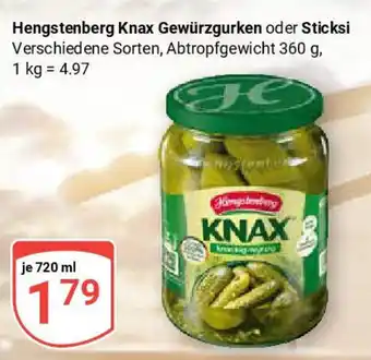 Globus Hengstenberg Knax Gewürzgurken oder Sticksi Angebot