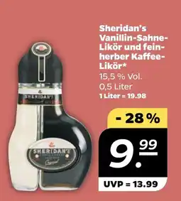 NETTO Sheridan's Vanillin-Sahne- Likör und fein- herber Kaffee- Likör Angebot