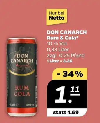 NETTO DON CANARCH Rum & Cola Angebot