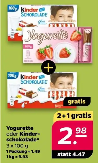 NETTO Yogurette oder Kinder- schokolade Angebot