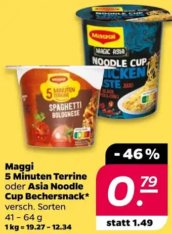 NETTO Maggi 5 Minuten Terrine oder Asia Noodle Cup Bechersnack Angebot