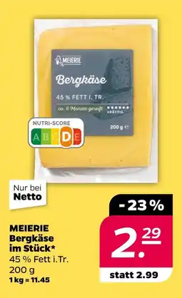 NETTO Meierei bergkäse im stück Angebot