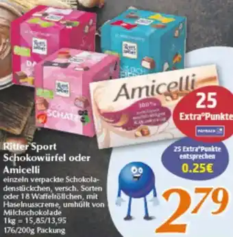 inkoop Ritter Sport Schokowürfel oder Amicelli Angebot