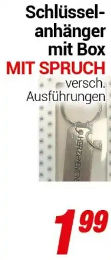 CENTERSHOP Schlüssel- anhänger mit Box MIT SPRUCH Angebot