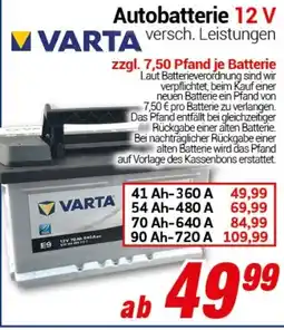 CENTERSHOP Autobatterie 12 VAutobatterie 12 V VARTA Angebot