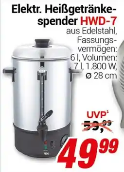 CENTERSHOP Elektr. Heißgetränke- spender HWD-7 Angebot