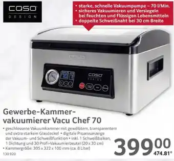 Selgros CASO DESIGN Gewerbe-Kammer- vakuumierer Vacu Chef 70 Angebot