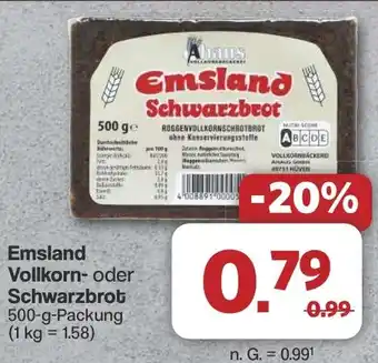 Famila Nord West Emsland Vollkorn- oder Schwarzbrot Angebot