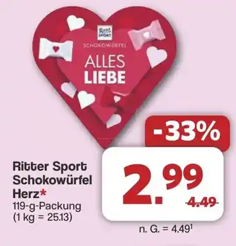 Famila Nord West Ritter Sport Schokowürfel Herz Angebot