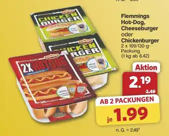 Famila Nord West Flemmings Hot-Dog, Cheeseburger oder Chickenburger Angebot