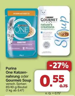 Famila Nord West Purina One Katzen- nahrung oder Gourmet Soup Angebot