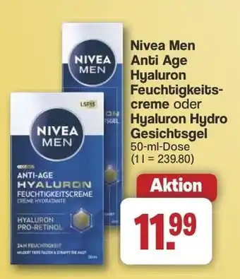 Famila Nord West Nivea Men Anti Age Hyaluron Feuchtigkeits- creme oder Hyaluron Hydro Gesichtsgel Angebot