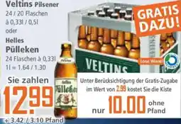 Klaas und Kock Veltins Pilsener oder Helles Pülleken Angebot