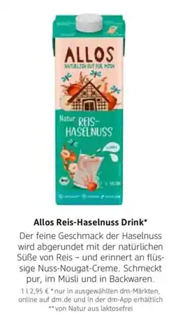 dm drogerie Allos Reis-Haselnuss Drink Angebot