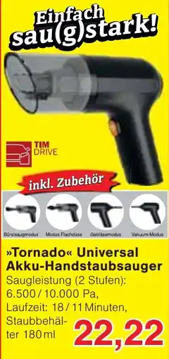 Wiglo Wunderland Tornado Universal Akku-Handstaubsauger TIM DRIVE Angebot