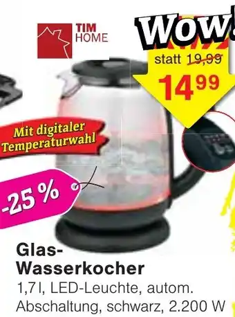 Wiglo Wunderland TIM HOME Glas- Wasserkocher Angebot