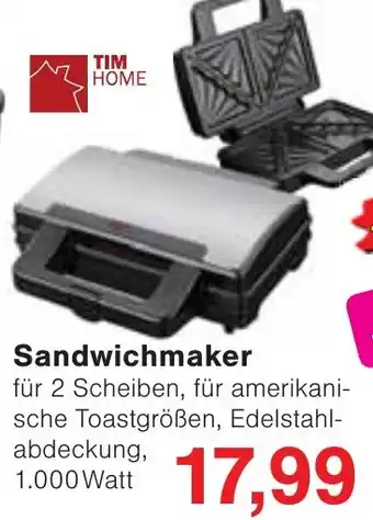 Wiglo Wunderland TIM HOME Sandwichmaker Angebot