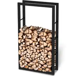 Netto Marken-Discount holz4home Kaminholzregal aus Metall Schwarz inkl. Ofenhandschuh 80x25x150cm Angebot