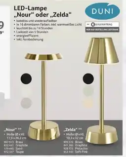 Selgros DUNI LED-Lampe ,,Nour" oder „Zelda" Angebot