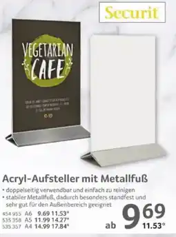 Selgros Securit Acryl-Aufsteller mit Metallfuẞ Angebot