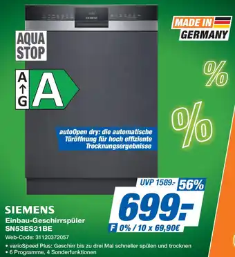 Expert SIEMENS Einbau-Geschirrspüler SN53ES21BE Angebot