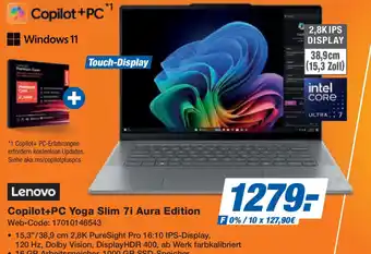 Expert Lenovo Copilot+PC Yoga Slim 7i Aura Edition Angebot