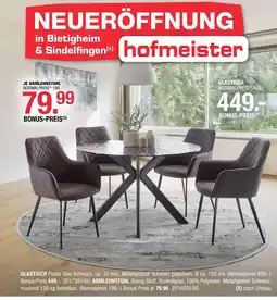 Hofmeister Hofmeister glastisch oder armlenhstuhl Angebot