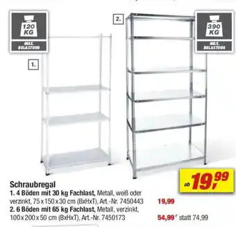 toom Baumarkt Schraubregal  2. 6 Böden mit 65 kg Fachlast Angebot