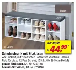 toom Baumarkt Schuhschrank mit Sitzkissen Angebot