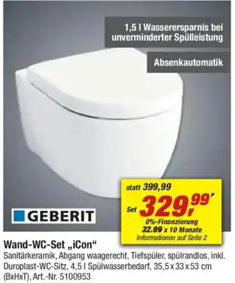 toom Baumarkt GEBERIT Wand-WC-Set ,,iCon" Angebot