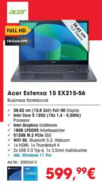 Arlt Acer Extensa 15 EX215-56 Business Notebook Angebot