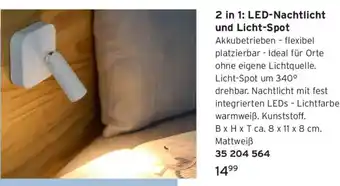 Tchibo 2 in 1: LED-Nachtlicht und Licht-Spot Angebot