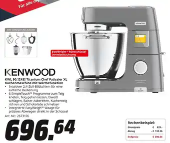 MediaMarkt KENWOOD Küchenmaschine mit Wärmefunktion KWL 90.124SI Titanium Chef Patissier XL Angebot