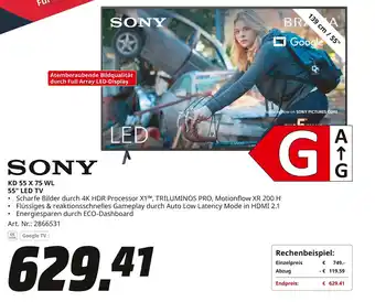 MediaMarkt SONY 55" LED TV KD 55 X 75 WL Angebot